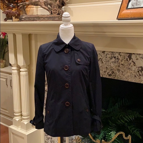 J. Crew Jackets & Blazers - J. Crew Navy Lined Coat w/Buckled Sleeves Size 4